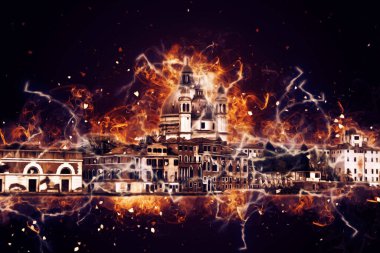 Venedik sanat eskizi çizimi eğlenceli tasarım antika retro