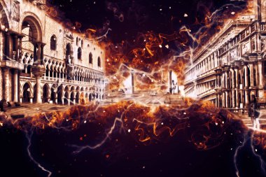 Venedik sanat eskizi çizimi eğlenceli tasarım antika retro