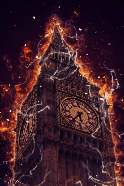 London Big Ben Art Zeichnung Skizze Illustration Spaß Design Vintage — Stockfoto