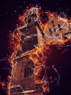 Eski şehir Krakow sanat illüstrasyonları antika