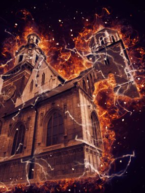 Eski şehir Krakow sanat illüstrasyonları antika