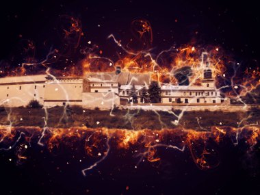 Eski şehir Krakow sanat illüstrasyonları antika