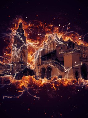 Eski şehir Krakow sanat illüstrasyonları antika