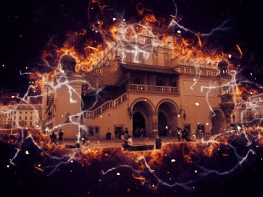 Eski şehir Krakow sanat illüstrasyonları antika