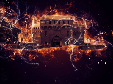 Eski şehir Krakow sanat illüstrasyonları antika