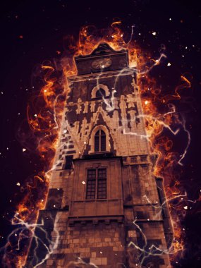 Eski şehir Krakow sanat illüstrasyonları antika