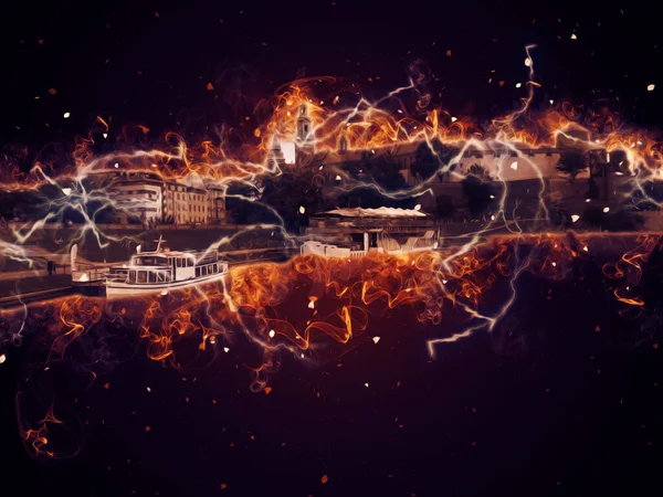 Eski şehir Krakow sanat illüstrasyonları antika