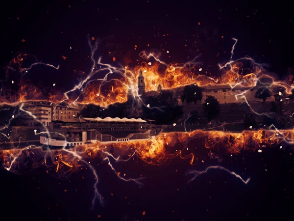 Eski şehir Krakow sanat illüstrasyonları antika