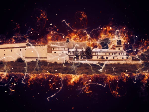 Eski şehir Krakow sanat illüstrasyonları antika