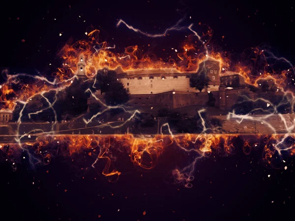 Eski şehir Krakow sanat illüstrasyonları antika