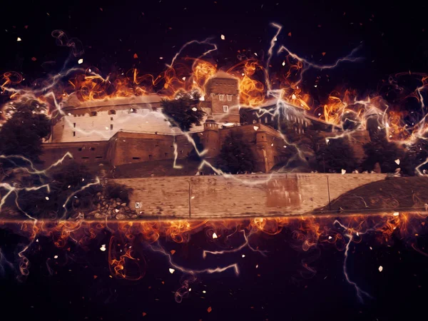 Eski şehir Krakow sanat illüstrasyonları antika