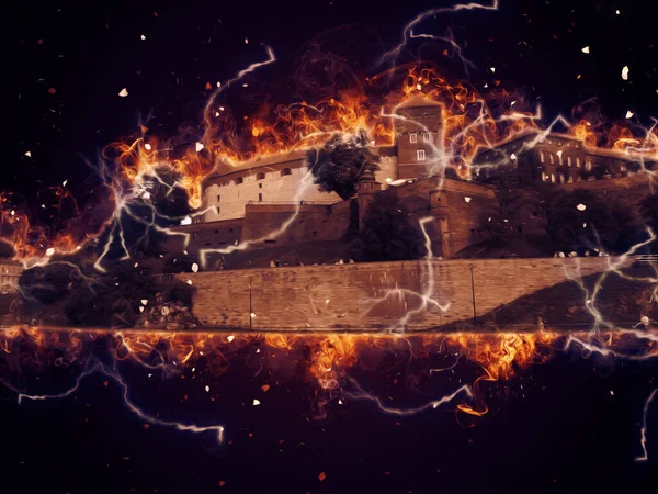 Eski şehir Krakow sanat illüstrasyonları antika