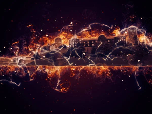 Eski şehir Krakow sanat illüstrasyonları antika