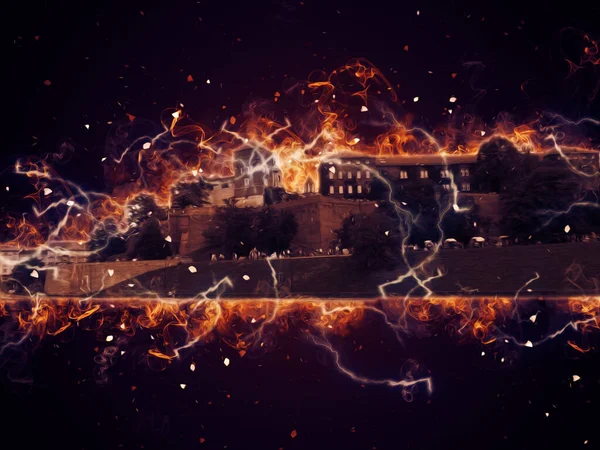 Eski şehir Krakow sanat illüstrasyonları antika