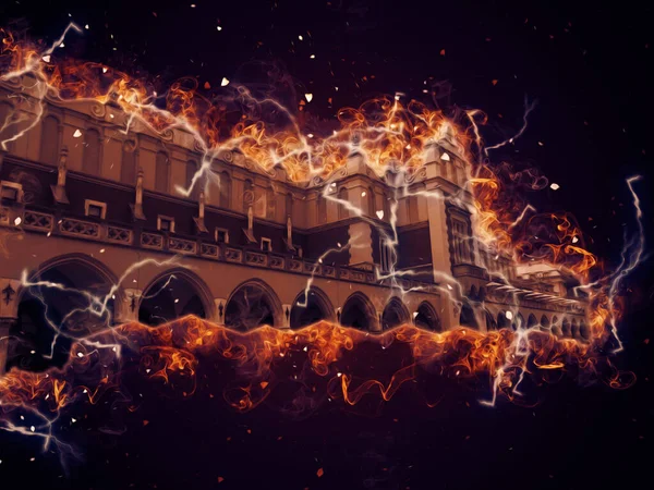 Eski şehir Krakow sanat illüstrasyonları antika