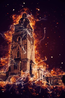 Eski şehir Krakow sanat illüstrasyonları antika