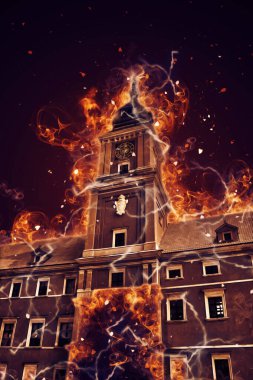 Varşova şehir manzarası dış sanat çizimi çizimi