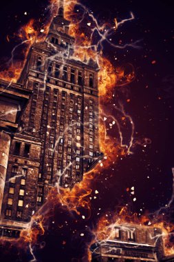 Varşova şehir manzarası dış sanat çizimi çizimi