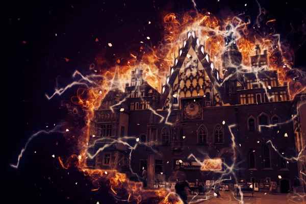 Wroclaw City Poland antika sanat eskizi çizimi