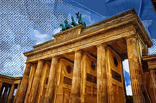 Berlínská Braniborská Brána Berlíně Fotografie Retro Starožitnost — Stock fotografie