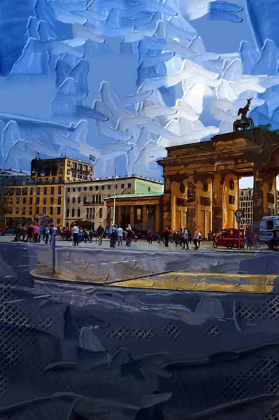 Berlínská Braniborská Brána Berlíně Fotografie Retro Starožitnost — Stock fotografie