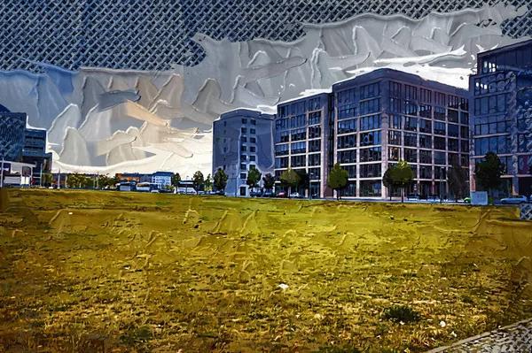 Esquina Del Edificio Berlín Con Muchas Ventanas Contra Cielo Azul —  Fotos de Stock