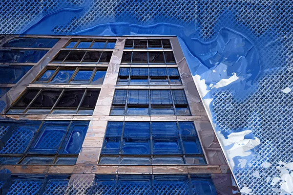 Esquina Del Edificio Berlín Con Muchas Ventanas Contra Cielo Azul — Foto de Stock