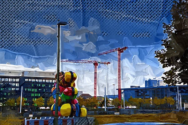 Esquina Del Edificio Berlín Con Muchas Ventanas Contra Cielo Azul —  Fotos de Stock