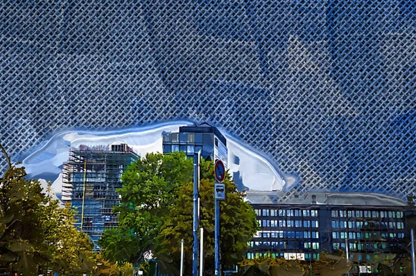Esquina Del Edificio Berlín Con Muchas Ventanas Contra Cielo Azul — Foto de Stock