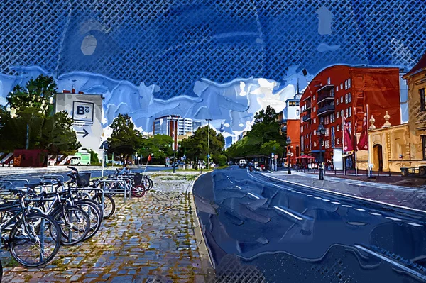Hoek Van Het Gebouw Berlijn Met Veel Ramen Tegen Blauwe — Stockfoto