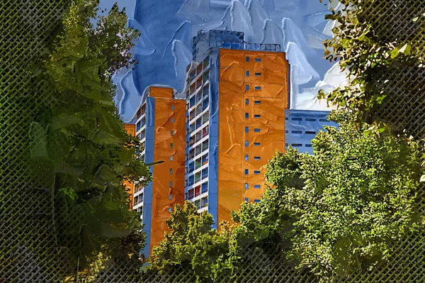 Esquina Del Edificio Berlín Con Muchas Ventanas Contra Cielo Azul — Foto de Stock