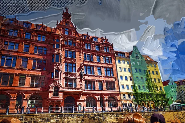Narożnik Budynku Berlin Wieloma Oknami Błękitne Niebo — Zdjęcie stockowe
