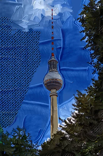 Berlin Şehir Manzaralı Merkezinde Kulesi Olan Almanya — Stok fotoğraf