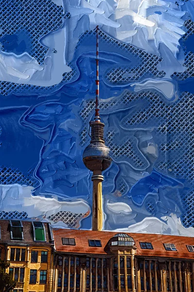 Berliner Stadtblick Mit Fernsehturm Der Mitte Deutschland — Stockfoto