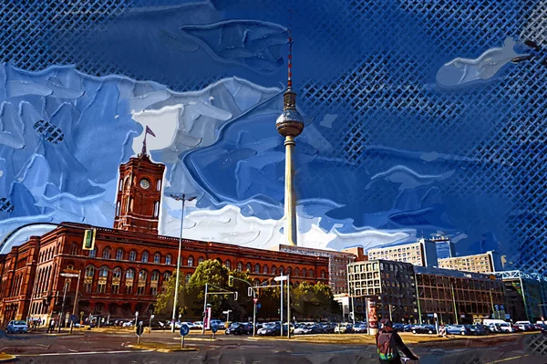 ドイツの中心部にあるテレビ塔のあるベルリンの街の景色 — ストック写真