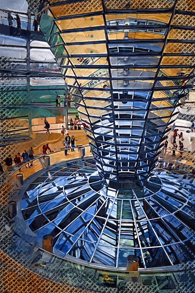 Berlim Alemanha Terraço Último Piso Cúpula Vidro Iluminado Edifício Reichstag — Fotografia de Stock