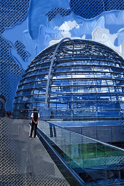 Berlín Alemania Terraza Azotea Cúpula Cristal Iluminado Del Edificio Del — Foto de Stock