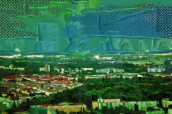 Panorama Del Horizonte Berlín Con Torre Río Spree Atardecer Alemania —  Fotos de Stock