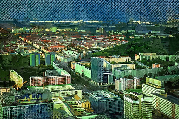 Panorama Del Horizonte Berlín Con Torre Río Spree Atardecer Alemania —  Fotos de Stock