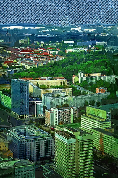 Panorama Del Horizonte Berlín Con Torre Río Spree Atardecer Alemania —  Fotos de Stock