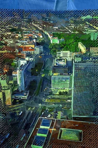 Berlin Skyline Panorama Med Torn Och Floden Spree Vid Solnedgången — Stockfoto