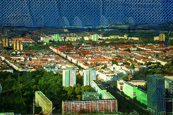 Panorama Del Horizonte Berlín Con Torre Río Spree Atardecer Alemania — Foto de Stock