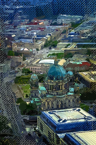 Panorama Skyline Berlino Con Torre Fiume Sprea Tramonto Germania — Foto Stock