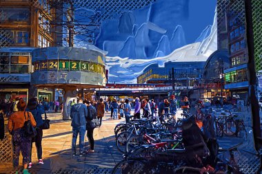 Berlin Weltzeituhr Alexanderplatz Deutschland Fotoğrafçılık antika