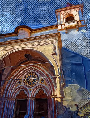 Şehir manzarası Assisi bazilikası ve manastır İtalya klasik retro