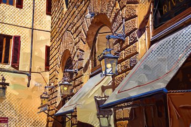 Eski şehir Firenze İtalya 'nın merkezinde mimar ve restoranlar