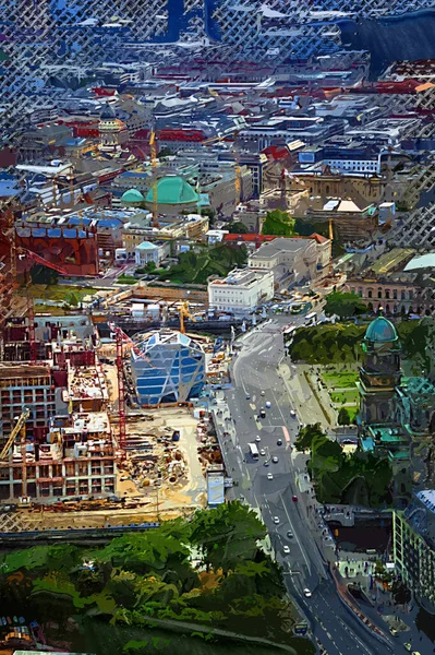 Skyline Panorama Berlijn Met Toren Spree Rivier Bij Zonsondergang Duitsland — Stockfoto