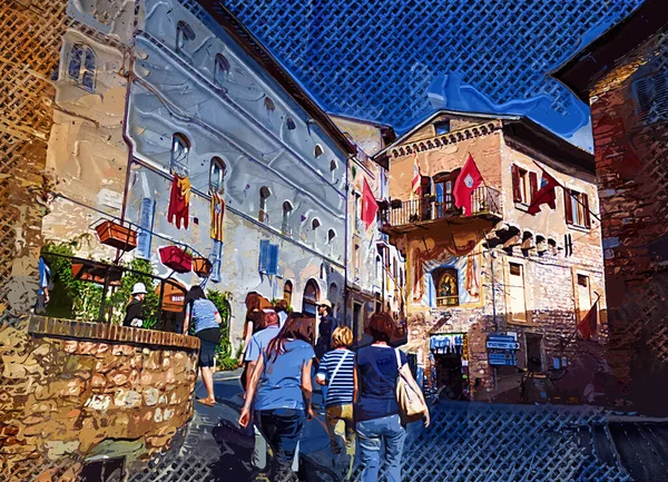 Alameda Antiga Histórica Cidade Assis Úmbria Itália — Fotografia de Stock