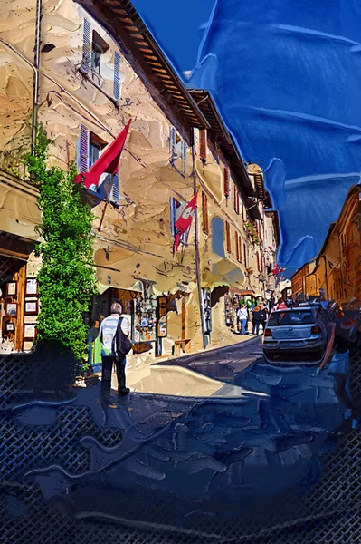 Oude Steegjes Historische Stad Assisi Umbrië Italië — Stockfoto