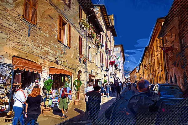 Alameda Antiga Histórica Cidade Assis Úmbria Itália — Fotografia de Stock